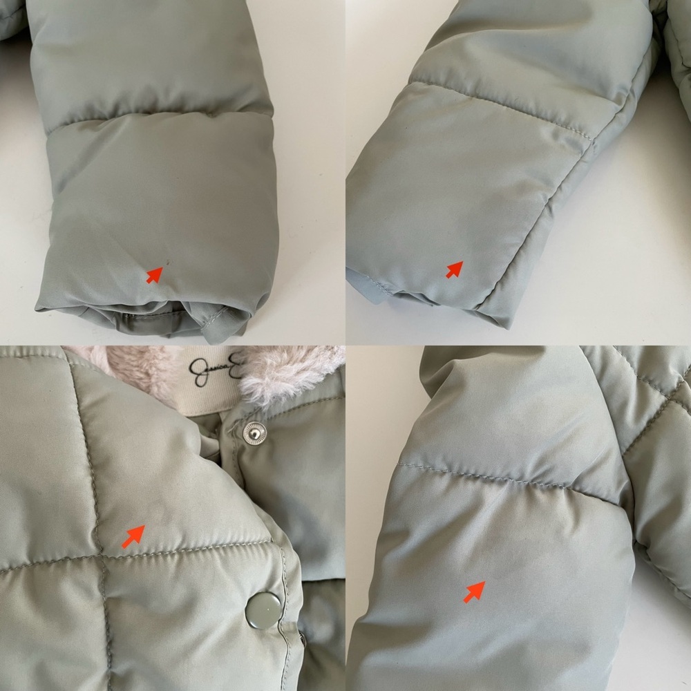Jessica Simpson Kids Green Puffer Jacket with Faux Fur Hoodie Ears Girls 3T - Picture 4 of 13